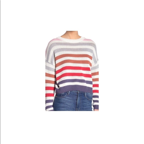 NWT John & Jenn open knit multi strip sweater - Picture 4 of 6